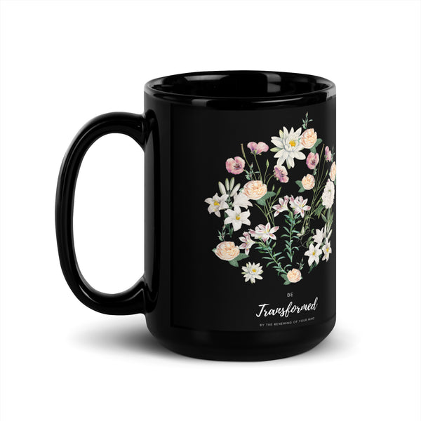 Be Transformed - Romans 12:2 Mug Black Glossy Mug