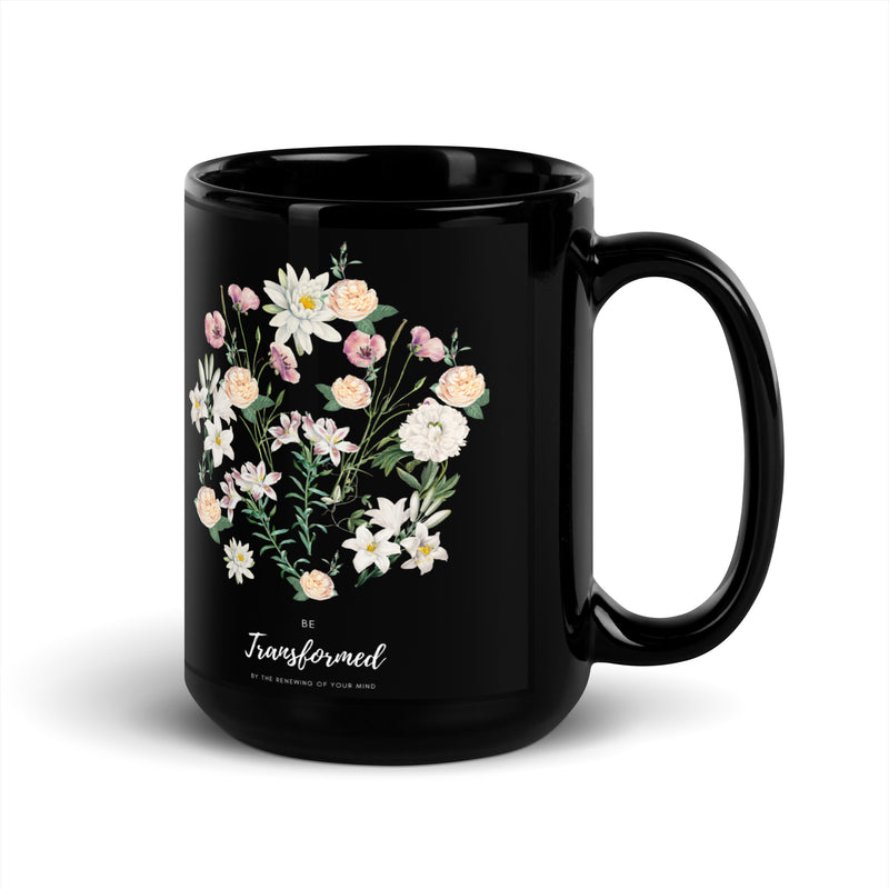 Be Transformed - Romans 12:2 Mug Black Glossy Mug